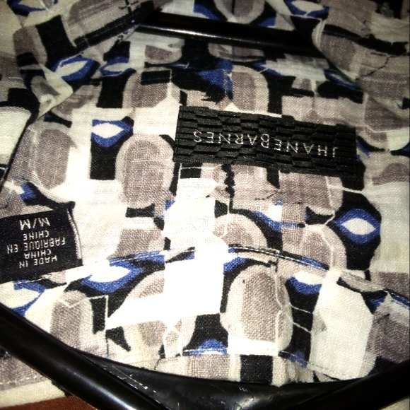 JHANE BARNES Geometric Monogram Abstract Button~Up Casual Shirt•Mens Size Medium - Picture 7 of 13